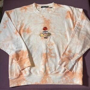 Obey Peach/Orange Tie Dye Crew Neck Pullover Sweatshirt - Size Large Sustainable